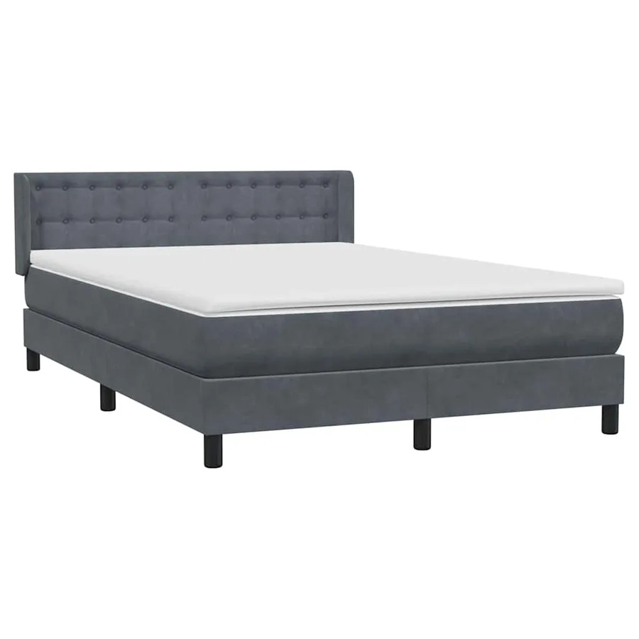 Sommier à lattes de lit et matelas gris foncé 140x210cm velours - 4