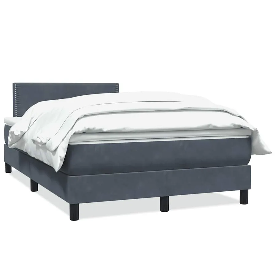 Sommier à lattes de lit et matelas gris foncé 120x210cm velours - 2