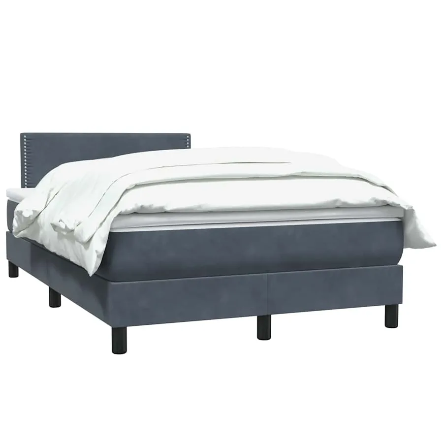 Sommier à lattes de lit et matelas gris foncé 120x210cm velours - 3
