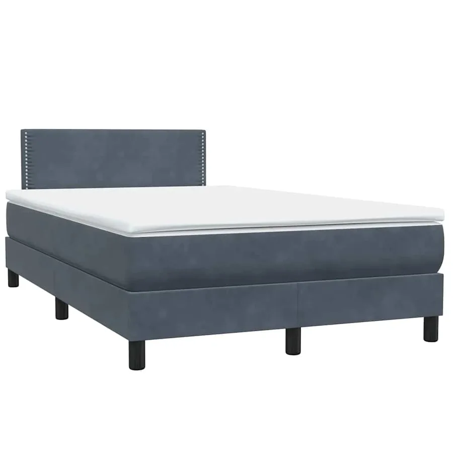 Sommier à lattes de lit et matelas gris foncé 120x210cm velours - 4