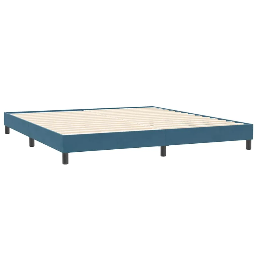 Sommier à lattes de lit et matelas bleu foncé 180x210cm velours - 5