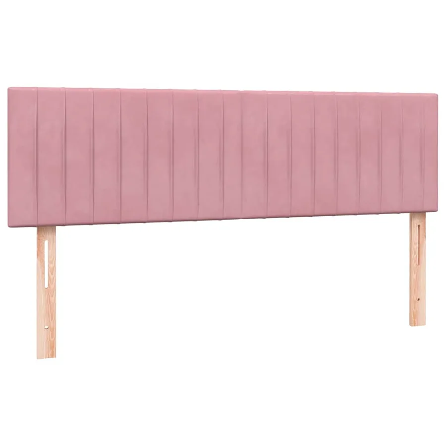 Sommier à lattes de lit avec matelas rose 140x210 cm velours - 6