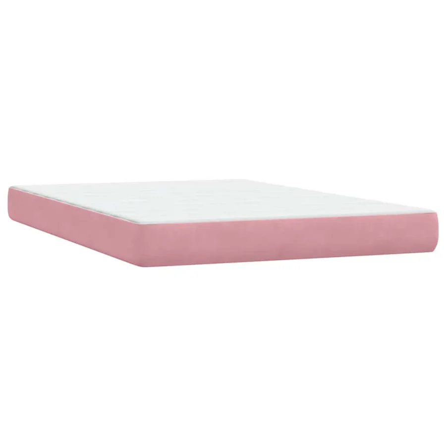Sommier à lattes de lit avec matelas rose 140x210 cm velours - 7