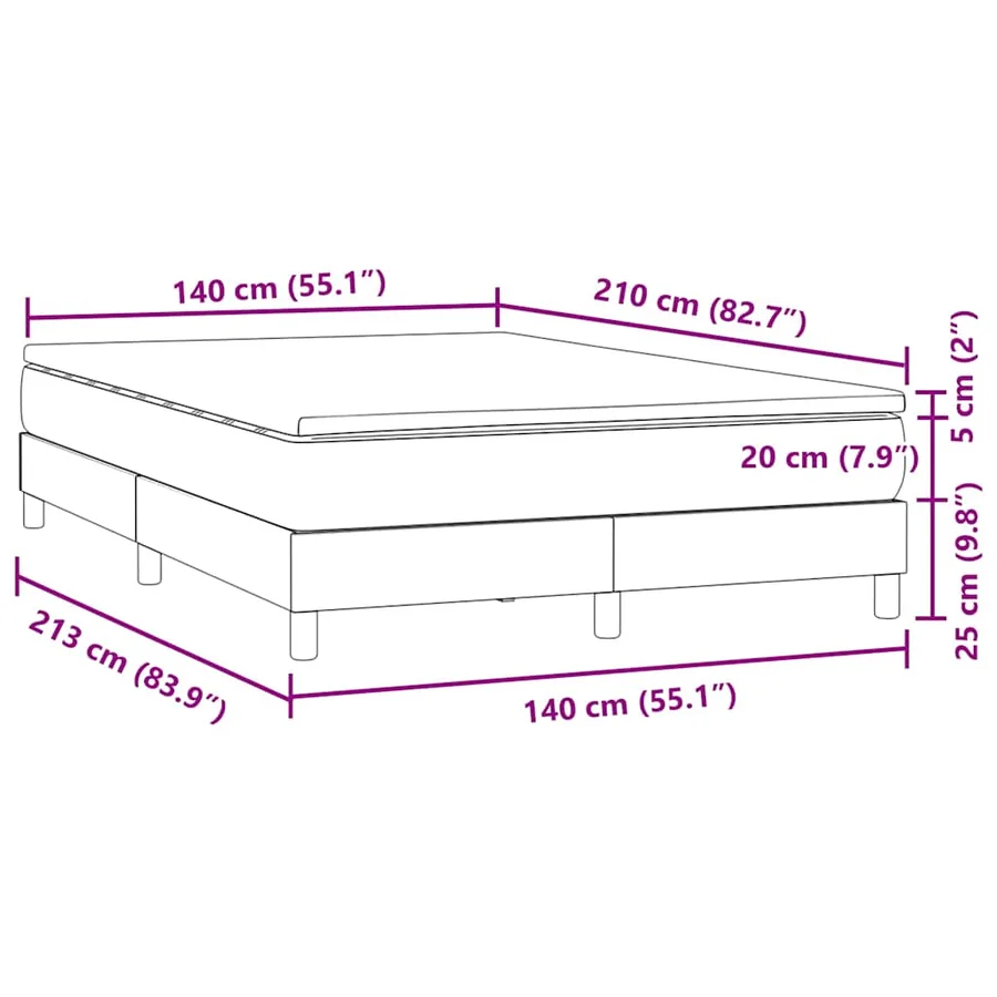 Sommier à lattes de lit et matelas gris clair 140x210cm velours - 11