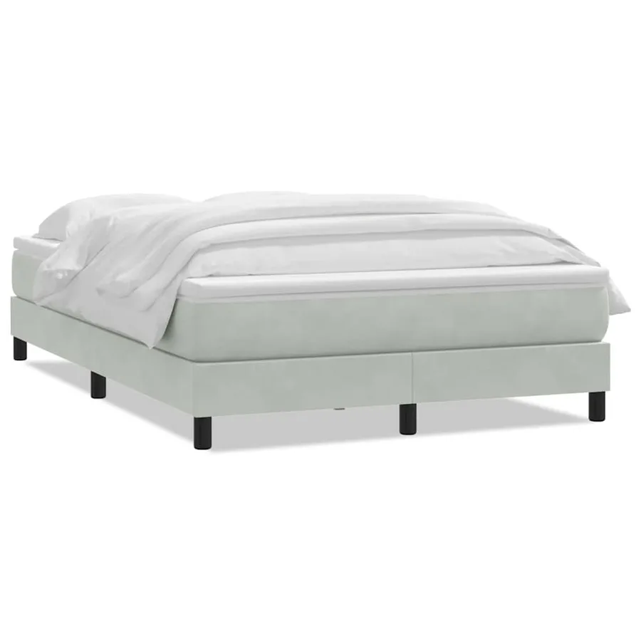 Sommier à lattes de lit et matelas gris clair 140x210cm velours - 2