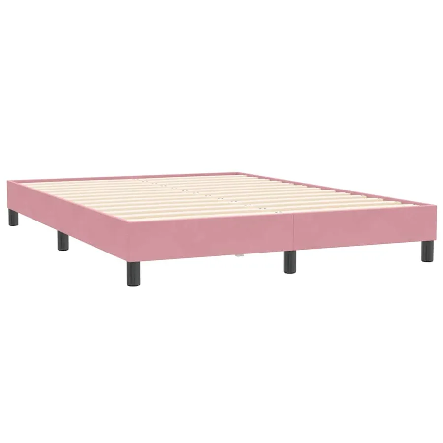Sommier à lattes de lit sans matelas rose 140x210 cm velours - 3