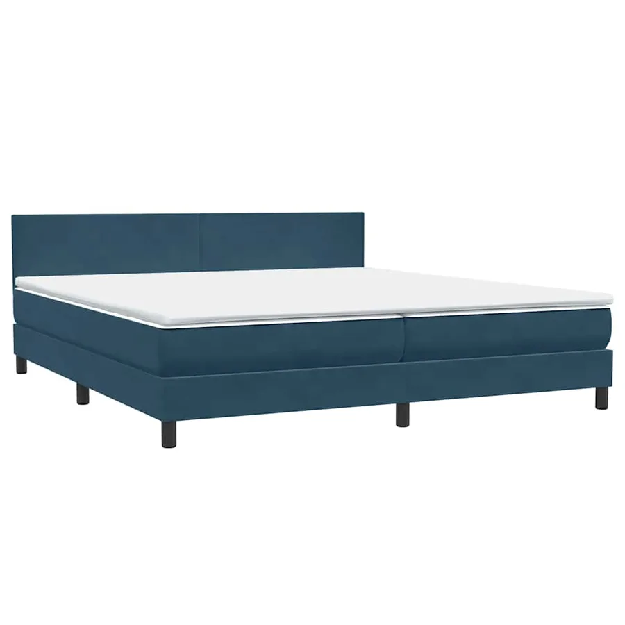 Sommier à lattes de lit et matelas bleu foncé 180x210cm velours - 2