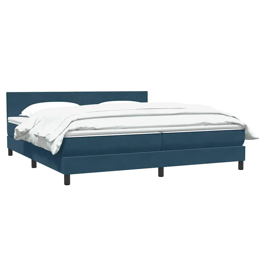 Sommier à lattes de lit et matelas bleu foncé 180x210cm velours - 4