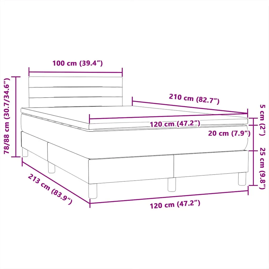 Sommier à lattes de lit et matelas gris foncé 120x210cm velours - 12