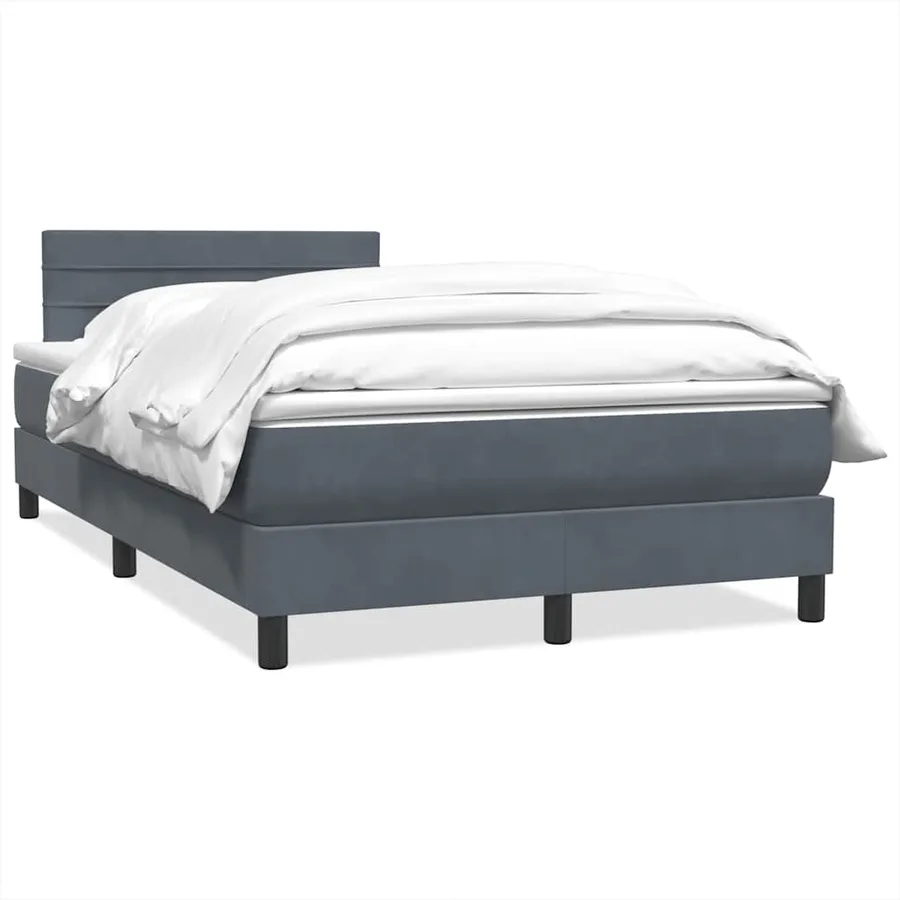Sommier à lattes de lit et matelas gris foncé 120x210cm velours - 2
