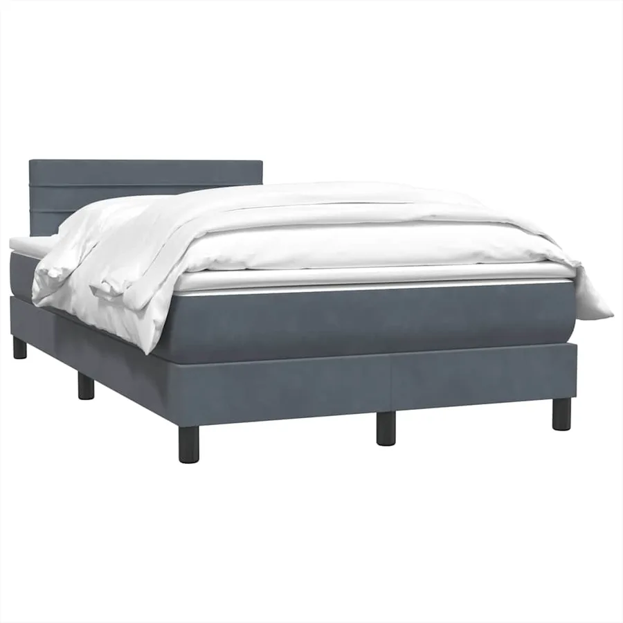 Sommier à lattes de lit et matelas gris foncé 120x210cm velours - 3