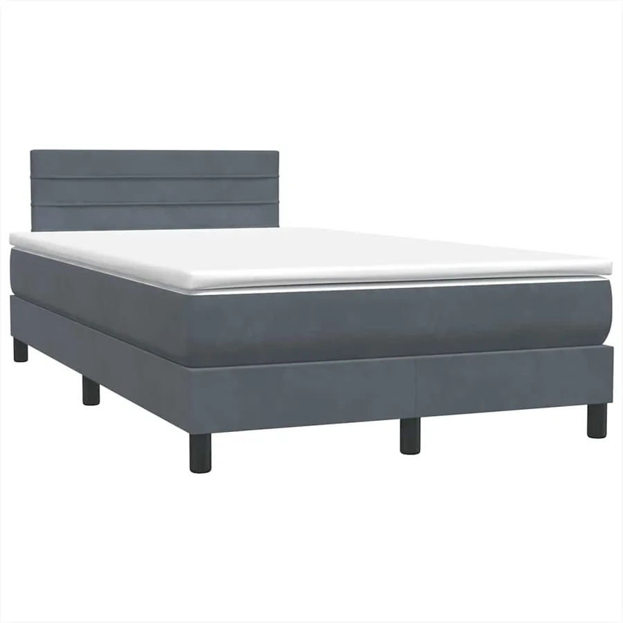 Sommier à lattes de lit et matelas gris foncé 120x210cm velours - 4