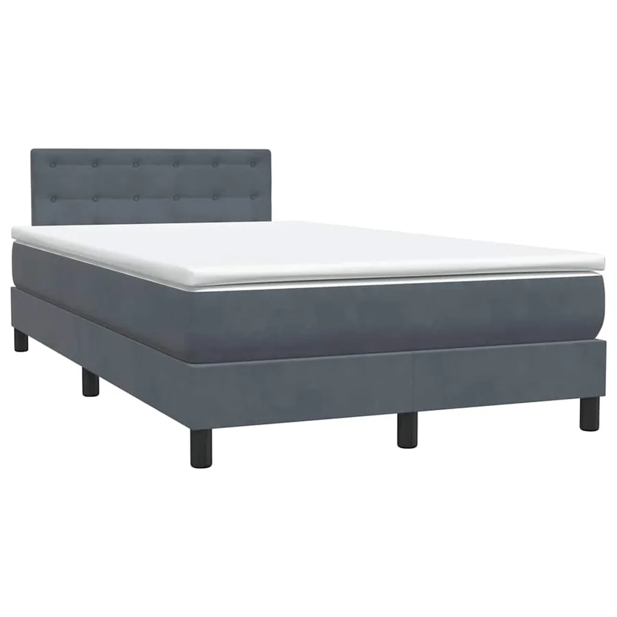 Sommier à lattes de lit et matelas gris foncé 120x210cm velours - 4