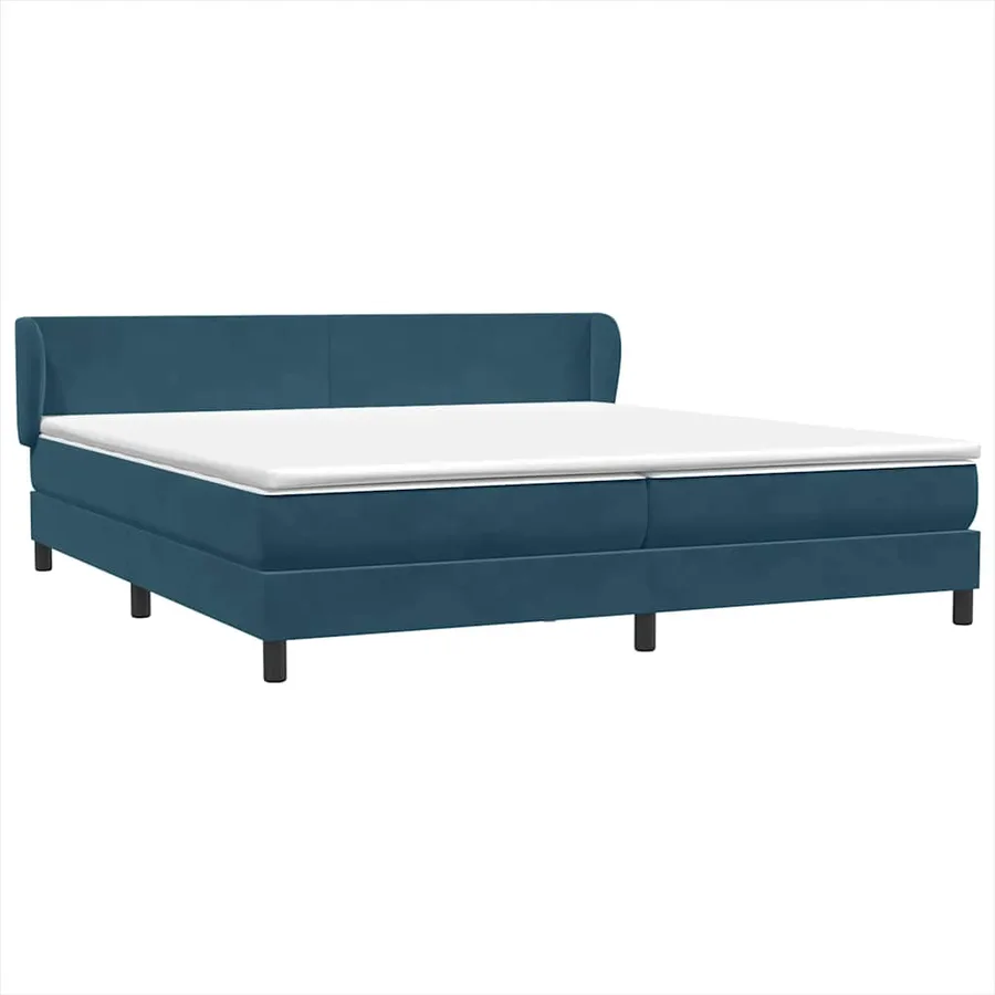 Sommier à lattes de lit et matelas bleu foncé 180x210cm velours - 2