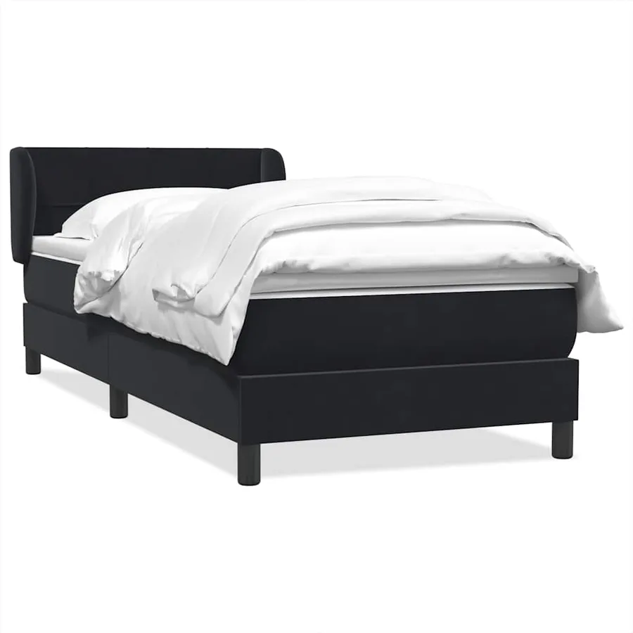 Sommier à lattes de lit avec matelas noir 90x210 cm velours - 2