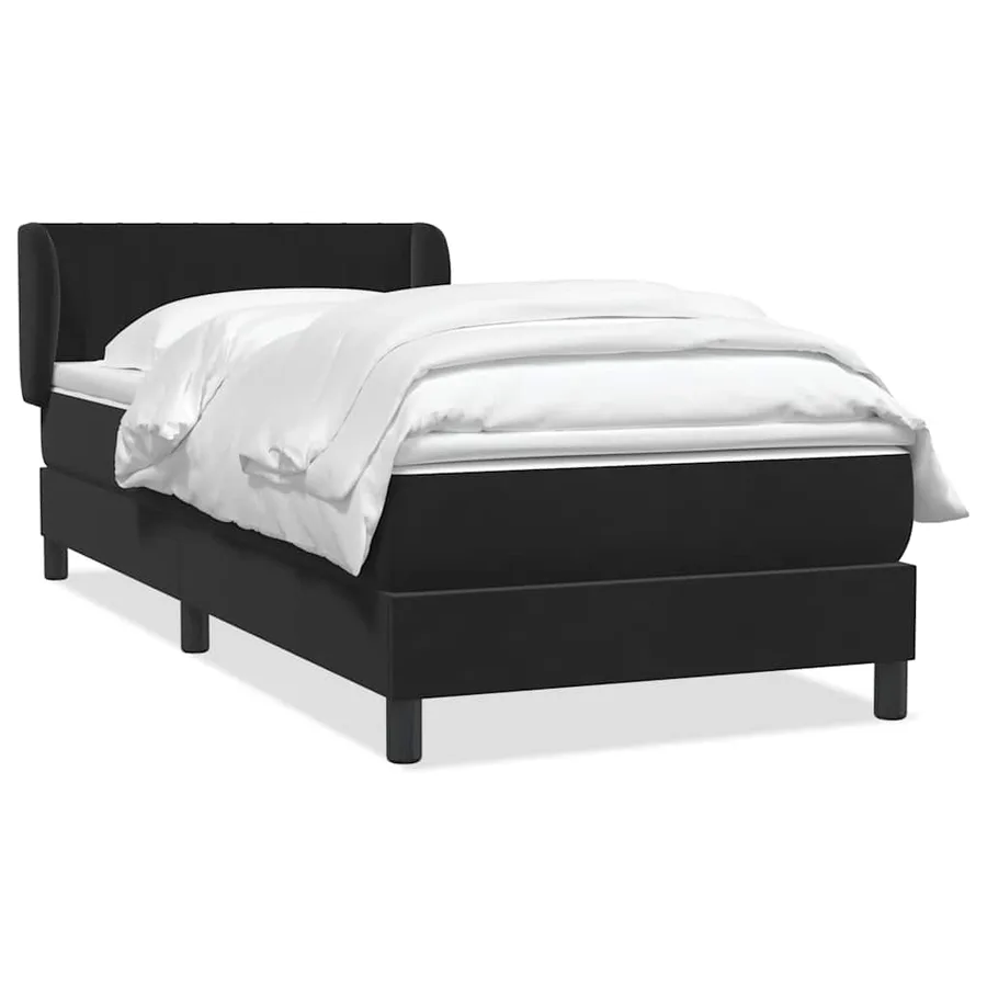 Sommier à lattes de lit avec matelas noir 90x210 cm velours - 2