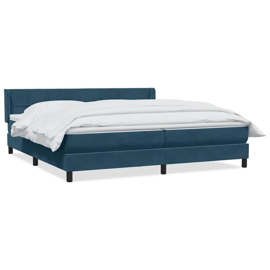 Sommier à lattes de lit et matelas bleu foncé 180x210cm velours - 2
