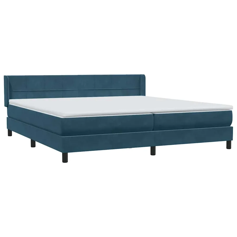 Sommier à lattes de lit et matelas bleu foncé 180x210cm velours - 4