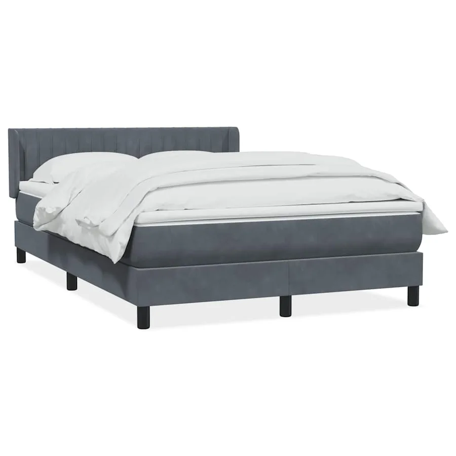 Sommier à lattes de lit et matelas gris foncé 140x210cm velours - 2