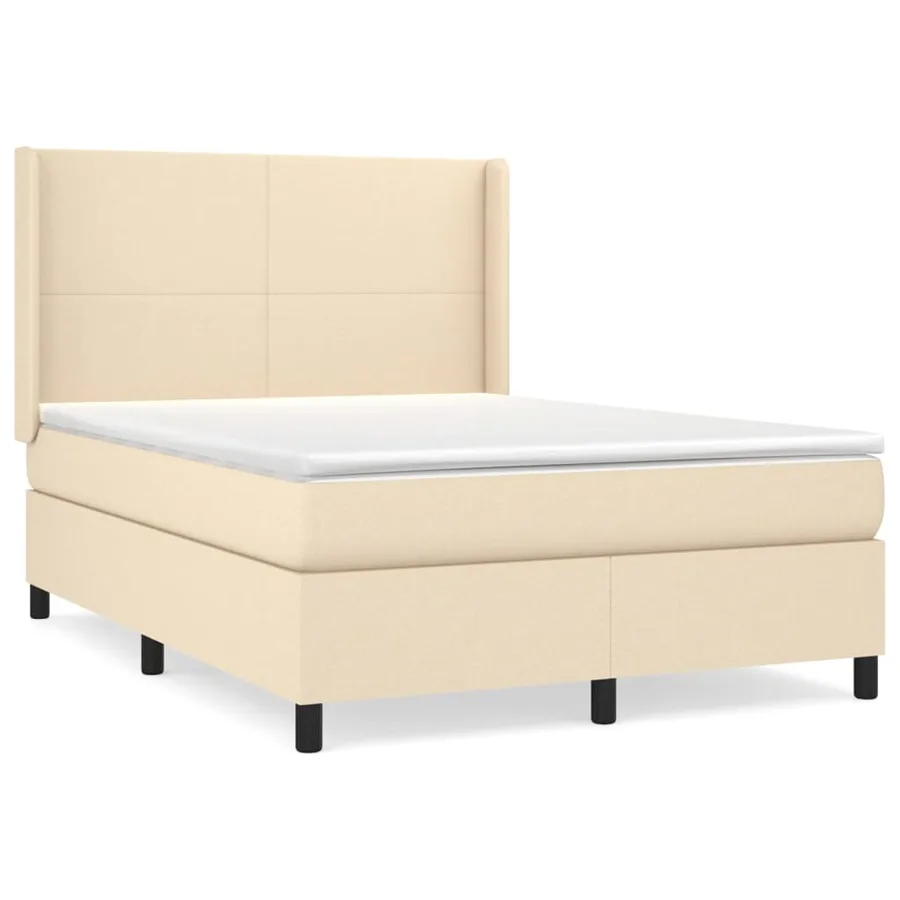 Sommier à lattes de lit avec matelas Crème 140x190 cm Tissu - 2
