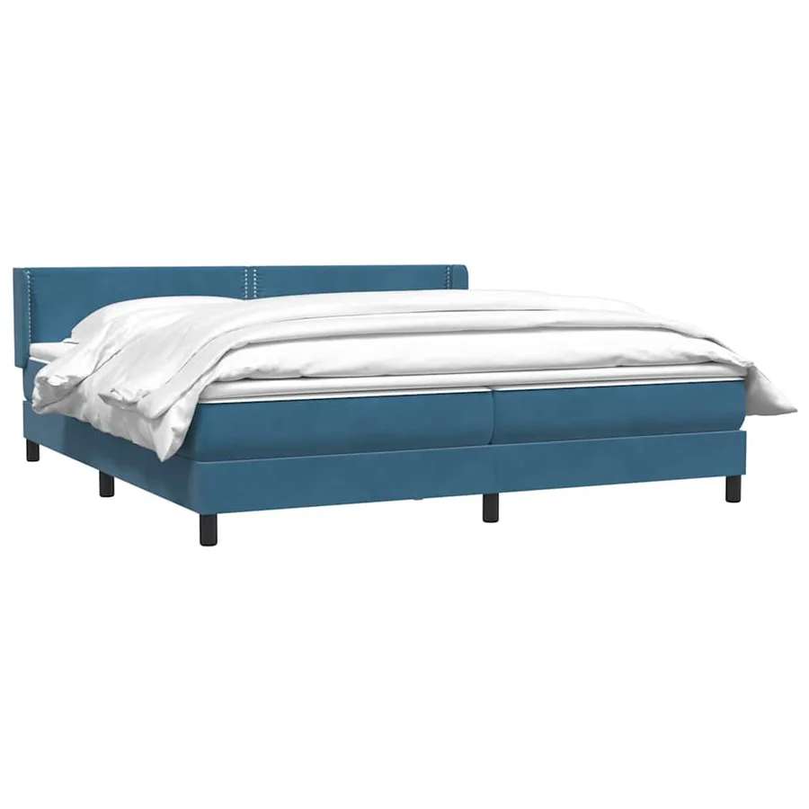 Sommier à lattes de lit et matelas bleu foncé 180x210cm velours - 3