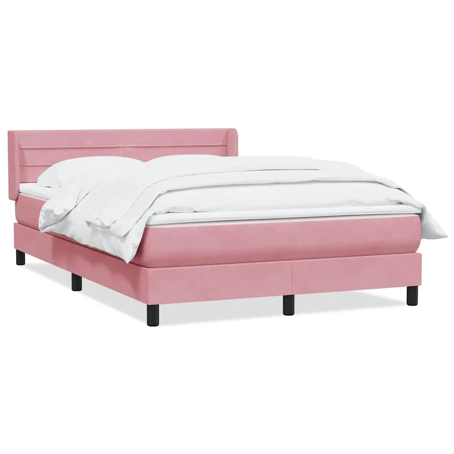 Sommier à lattes de lit avec matelas rose 140x210 cm velours - 2