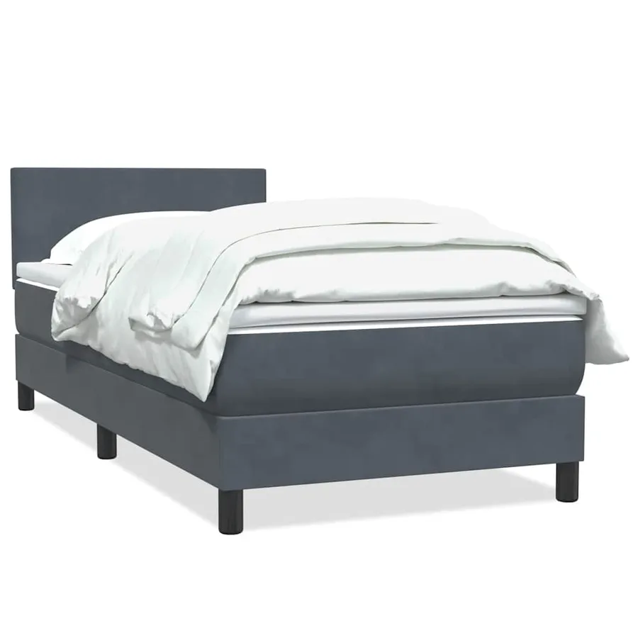 Sommier à lattes de lit et matelas gris foncé 100x210cm velours - 2