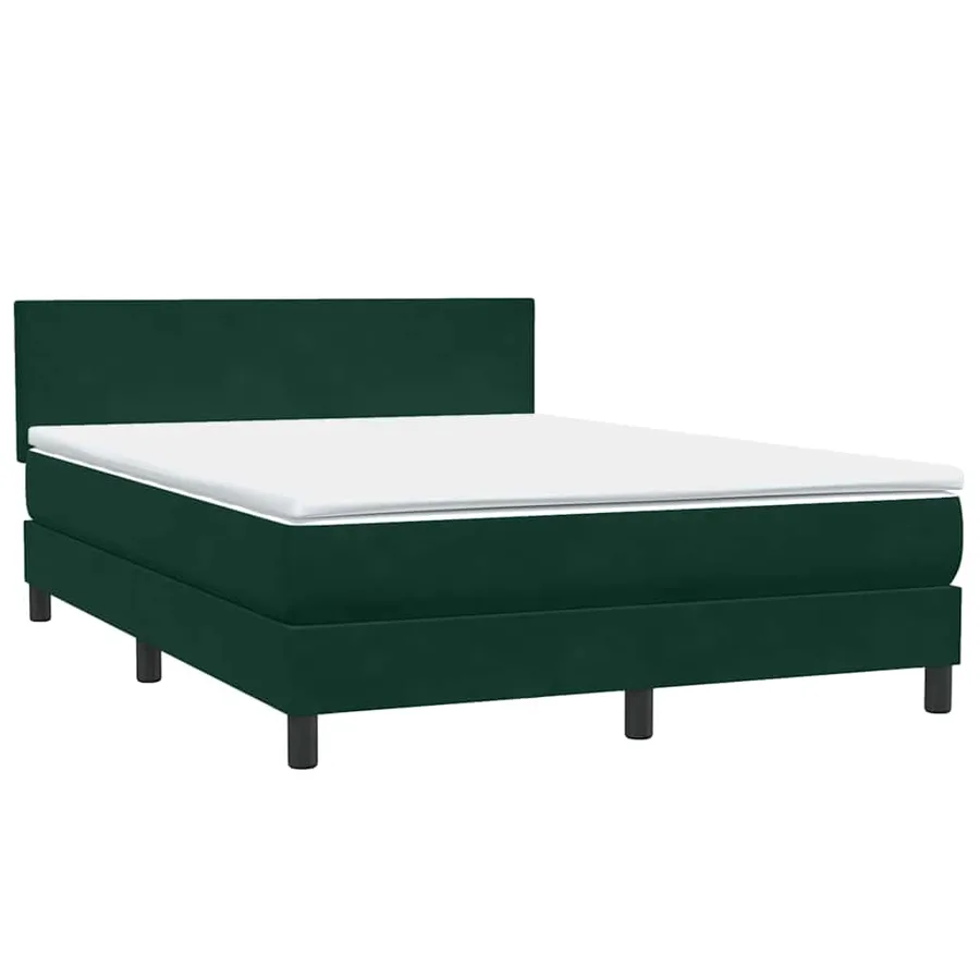 Sommier à lattes de lit et matelas et LED vert foncé 160x210cm velours - 5