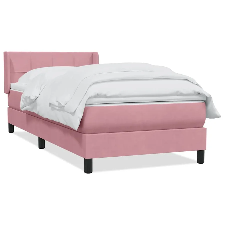 Sommier à lattes de lit avec matelas rose 100x210 cm velours - 2