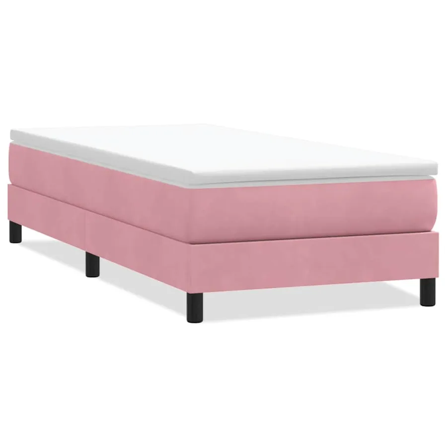 Sommier à lattes de lit sans matelas rose 100x210 cm velours - 2