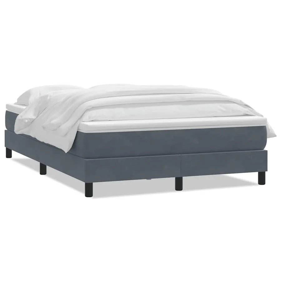 Sommier à lattes de lit et matelas gris foncé 160x210cm velours - 2