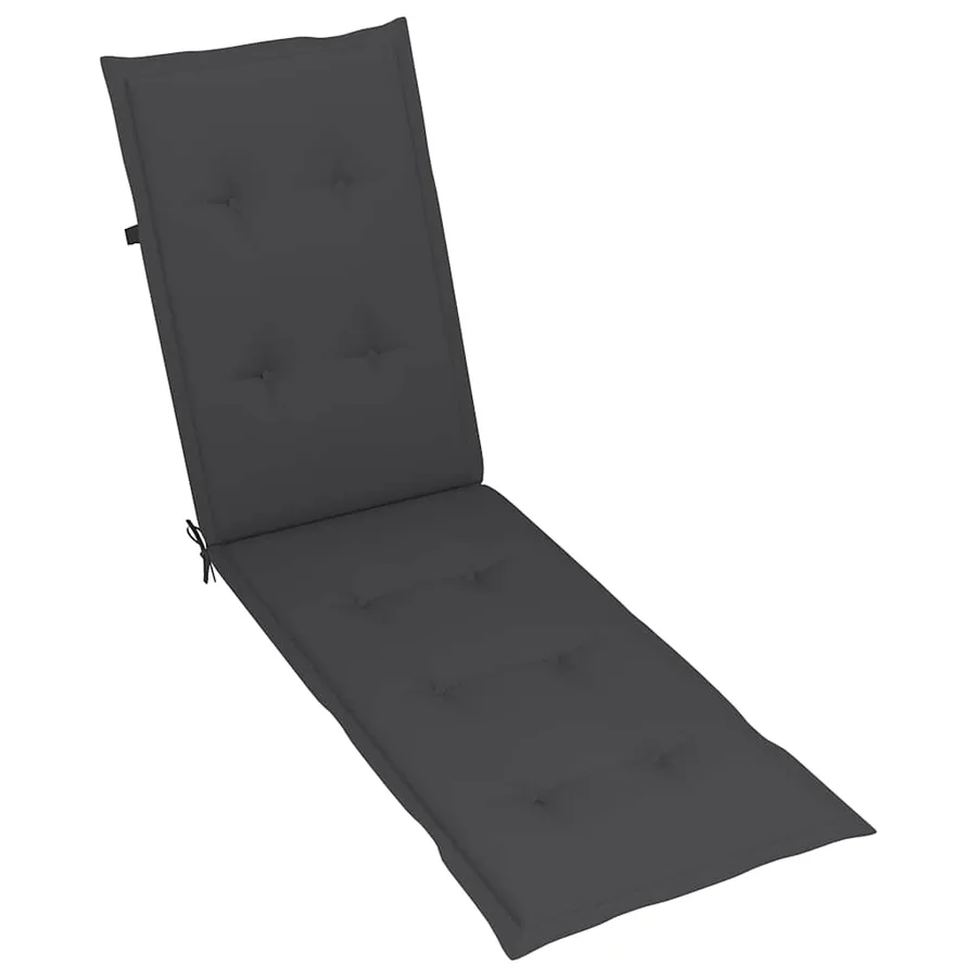 Chaise longue d'extérieur repose-pied et coussin Acacia solide - 7