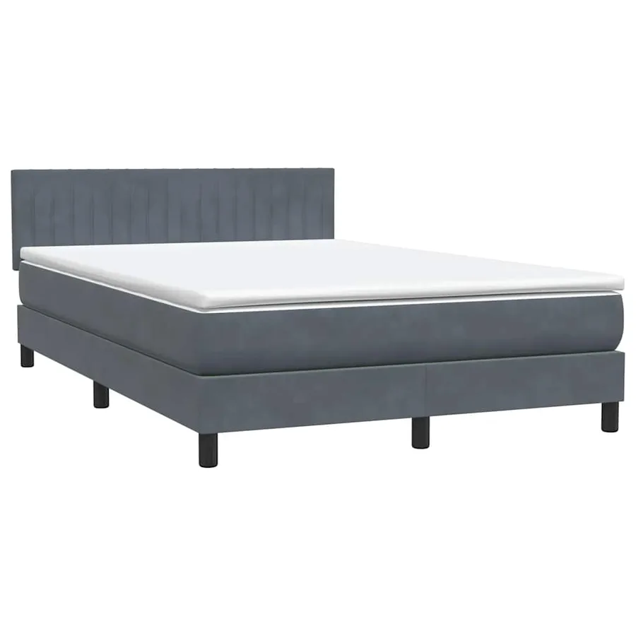 Sommier à lattes de lit et matelas et LED gris foncé 160x210cm velours - 5