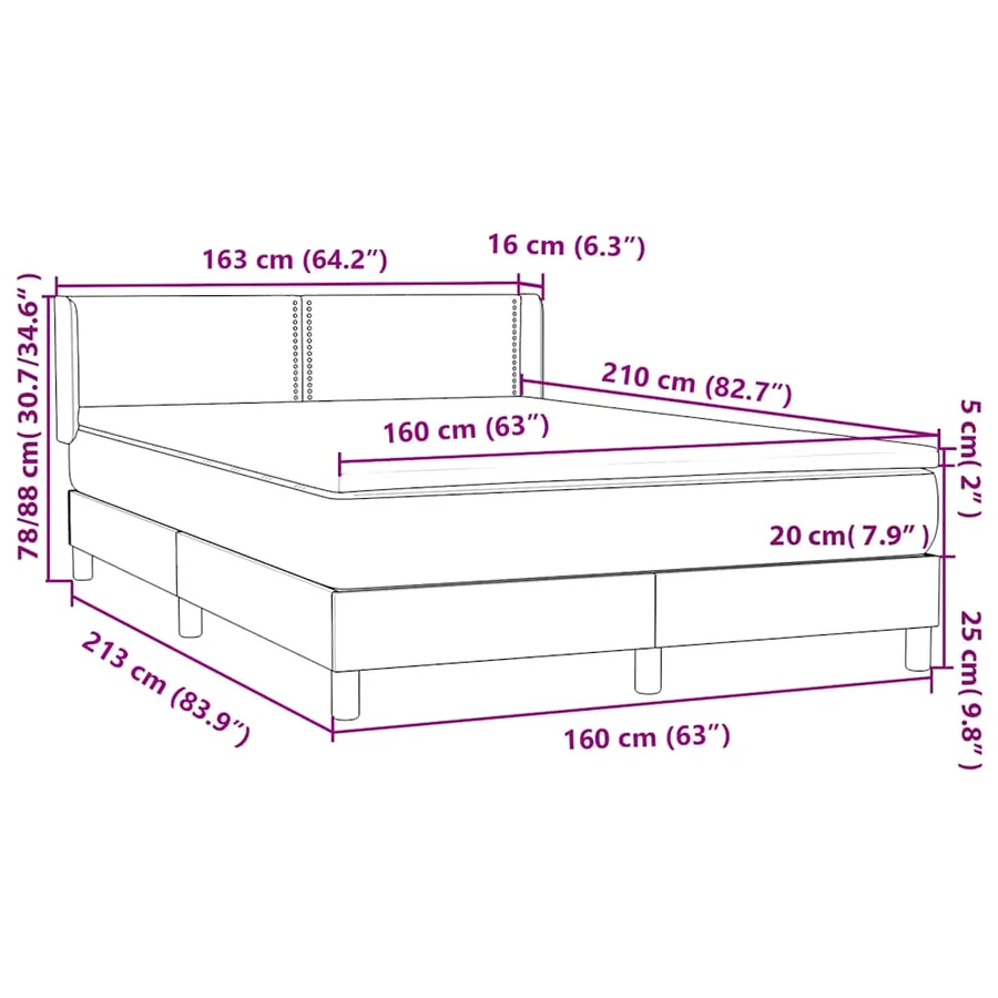Sommier à lattes de lit et matelas gris foncé 160x210cm velours - 12