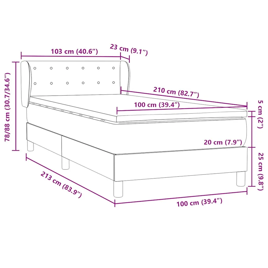 Sommier à lattes de lit et matelas gris foncé 100x210cm velours - 12