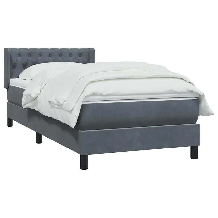 Sommier à lattes de lit et matelas gris foncé 100x210cm velours - 3