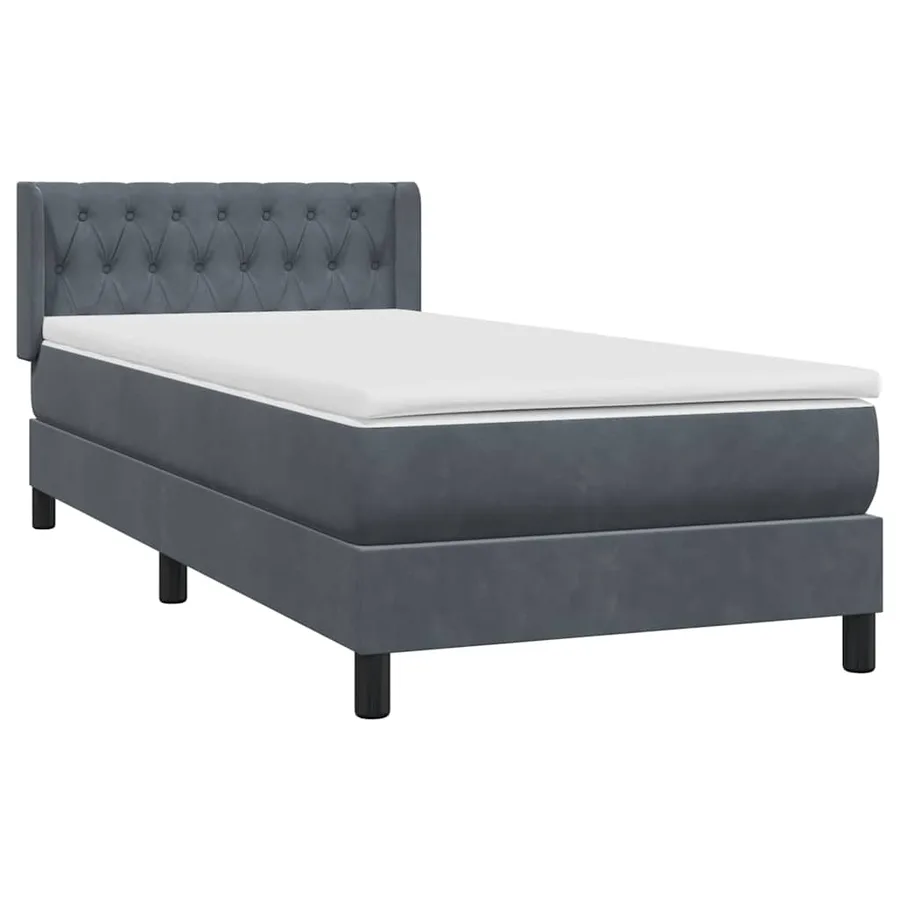 Sommier à lattes de lit et matelas gris foncé 100x210cm velours - 4
