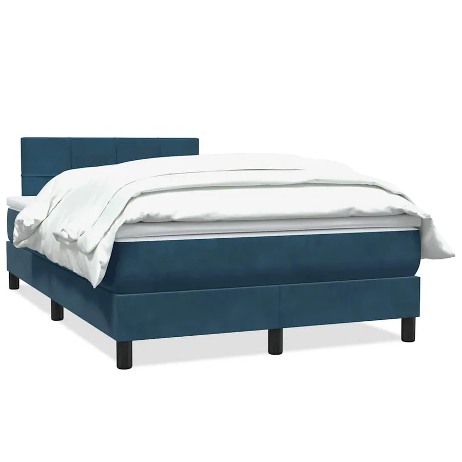 Sommier à lattes de lit et matelas bleu foncé 120x210cm velours - 2