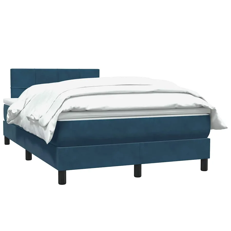 Sommier à lattes de lit et matelas bleu foncé 120x210cm velours - 3