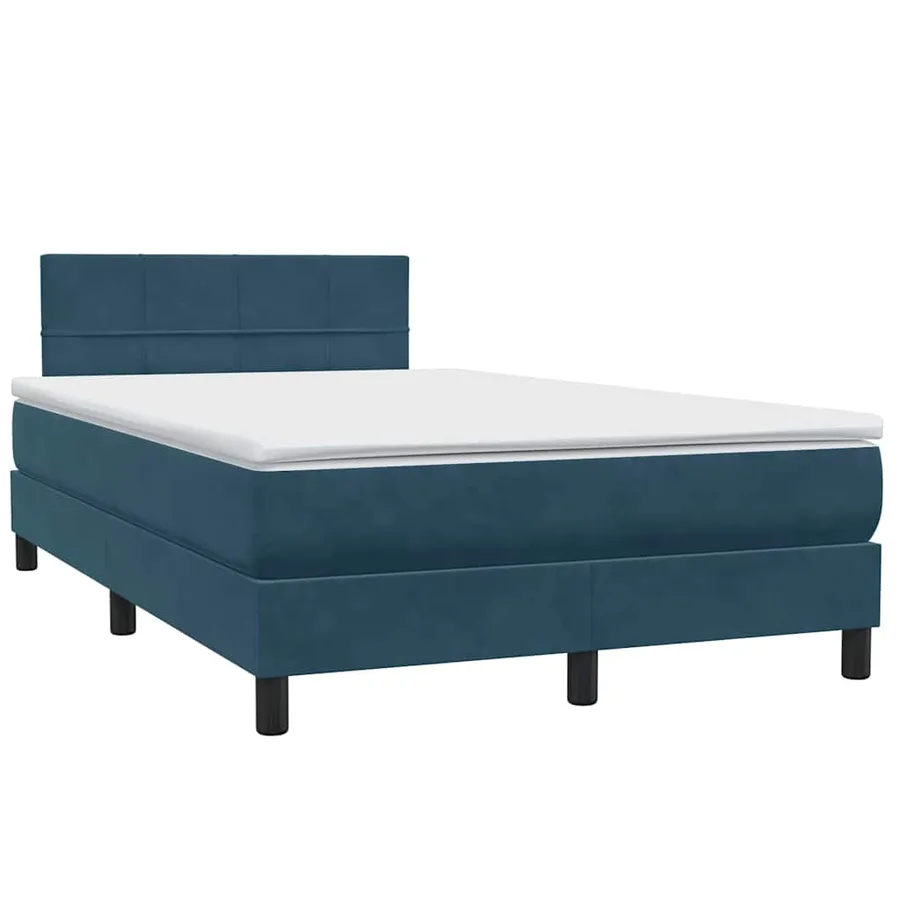 Sommier à lattes de lit et matelas bleu foncé 120x210cm velours - 4