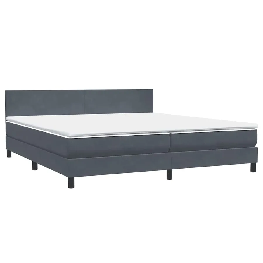 Sommier à lattes de lit et matelas et LED gris foncé 180x210cm velours - 5