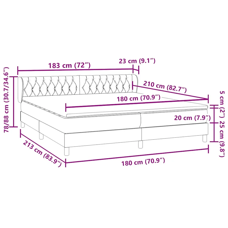 Sommier à lattes de lit avec matelas rose 180x210 cm velours - 12
