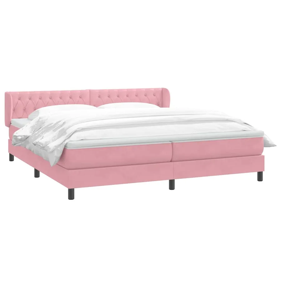 Sommier à lattes de lit avec matelas rose 180x210 cm velours - 3