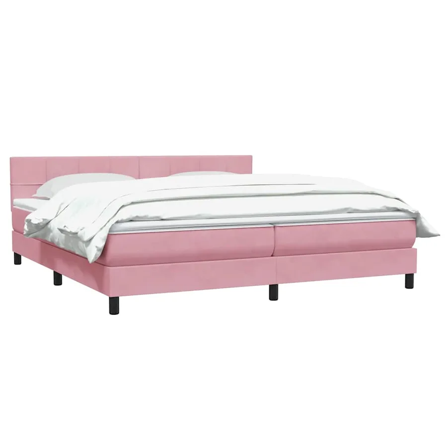 Sommier à lattes de lit avec matelas rose 180x210 cm velours - 3