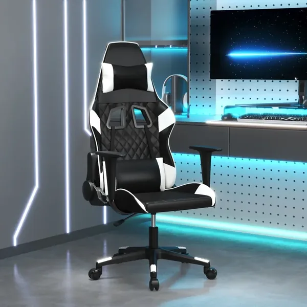 Chaise de jeu de massage Noir et blanc Similicuir