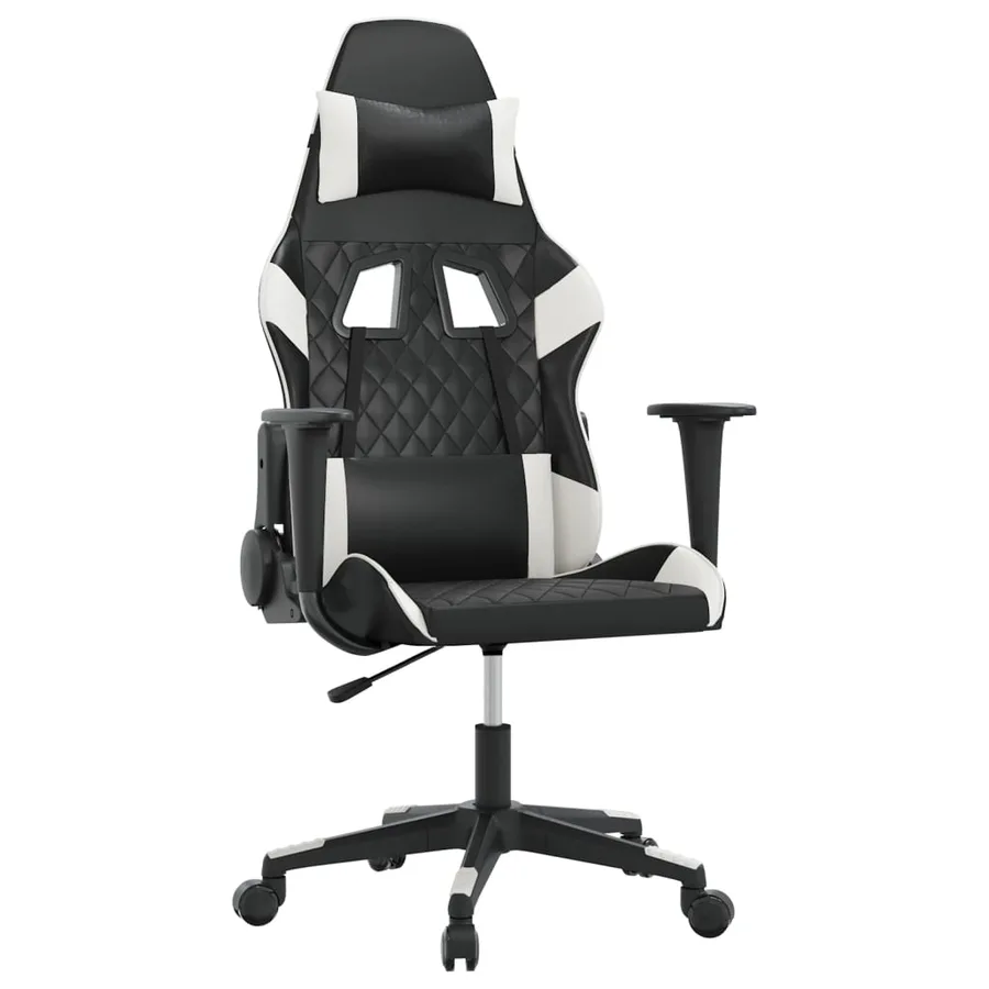 Chaise de jeu de massage Noir et blanc Similicuir - 2