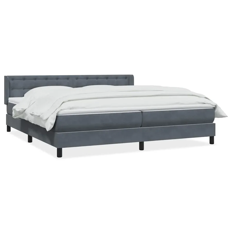 Sommier à lattes de lit et matelas gris foncé 180x210cm velours - 2