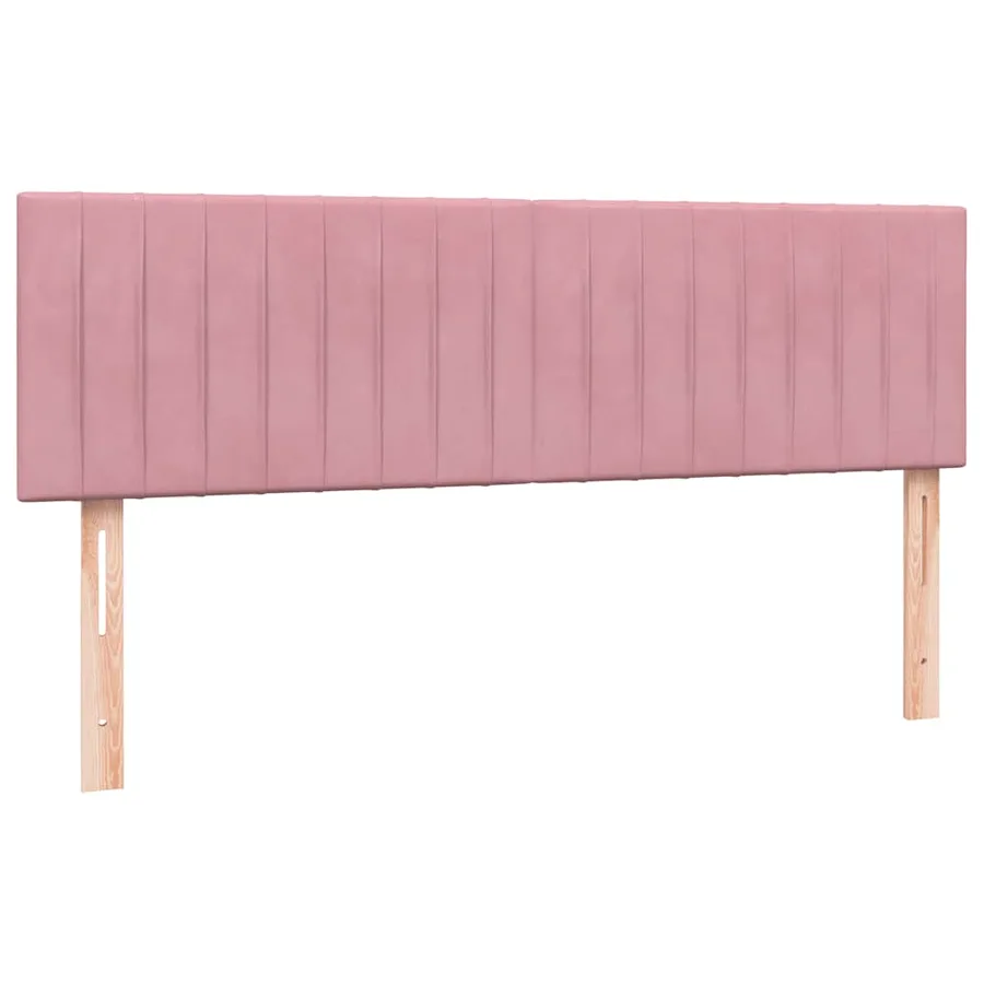Sommier à lattes de lit avec matelas rose 160x210 cm velours - 6