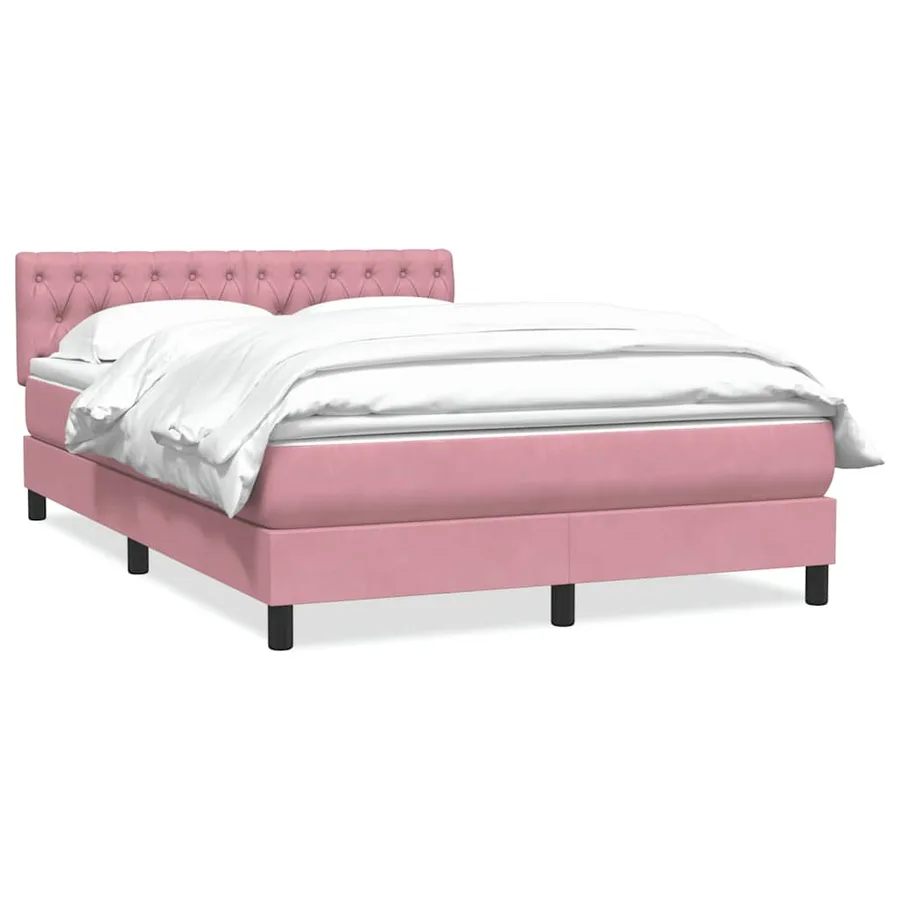 Sommier à lattes de lit avec matelas rose 160x210 cm velours - 2