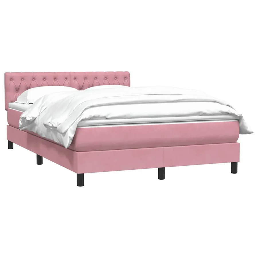 Sommier à lattes de lit avec matelas rose 160x210 cm velours - 3